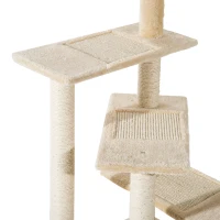 PawHut 100 cm Cat Tree for Indoor Cats Kitten Scratch Scratching Post Climbing Tower Activity Centre Beige(m-9)