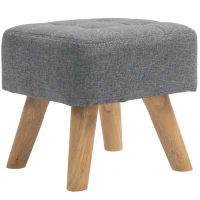 HOMCOM Linen-Look Square Padded Footstool - Grey(m-11)
