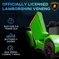 HOMCOM Lamborghini Veneno Licensed Electric Ride-On Car, with Remote, Music, Horn - Green(m-4)