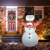 HOMCOM Pupazzo di Neve Gonfiabile Gigante Alto 243cm con Luci a LED Decorazione da Esterno o Giardino(m-2)