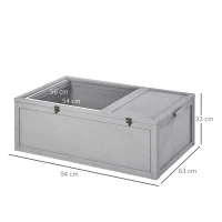 PawHut 94 cm Wooden Tortoise House Turtle Habitat Small Reptile Cage Enclosure with Two Room Grey(m-3)