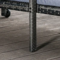 Outsunny Outdoor PE Rattan Sun Lounger Set of 2, Wicker Chaise Recliner Garden Chair with 5-Level Adjustable Backrest and 2 Wheels, Dark Grey(m-7)