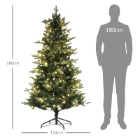 HOMCOM Árbol de Navidad Artificial 180 cm con 350 Luces LED 726 Ramas y Soporte de Acero Árbol Navideño para Interior Verde(m-3)