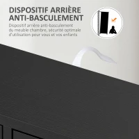 HOMCOM Meuble de rangement buffet commode 1 placard et 4 tiroirs, en bois, pour salon, cuisine, entrée, salle à manger, noir(m-7)