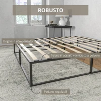 HOMCOM Struttura Letto con Doghe in Compensato e Contenitore inferiore, 190x160x35cm, Nero e color legno(m-6)