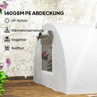 Outsunny Foliengewächshaus, Mini-Tunnelgewächshaus mit Netz-Fenster, UV-beständig, Kunststoff-Folie, 300 x 80 x 45 cm, Weiß(m-4)