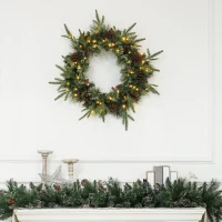 HOMCOM 60" Cone and Berry Christmas Wreath, with LED Lights(m-2)