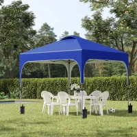 Outsunny 3 x 3(M) Pop Up Gazebo, UPF 50+ Foldable Canopy Tent with Wheeled Carrybag, 4 Leg Weight Bags, Height Adjustable Marquee Shelter 1 person easy setup for Outdoor Garden Patio Party, Blue(m-12)