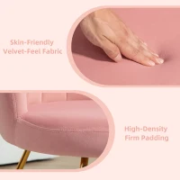 HOMCOM Velvet-Feel Lotus Petal Accent Chair - Pink(m-5)