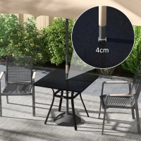 Outsunny Mesa de Jardín con Marco de Acero y Encimera de Metal con Orificio para Sombrilla para Balcón Patio 80x80x72 cm Negro(m-7)