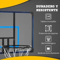 SPORTNOW Canasta de Baloncesto de Pared Aro de Baloncesto para Exterior 113x61x73 cm Azul y Negro(m-5)