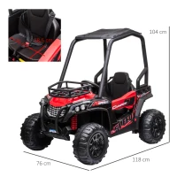 HOMCOM Voiture électrique Enfant 3 à 8 Ans - Buggy Quad électrique 120 W - V. Max. 6 Km/h - télécommande - Effets Lumineux sonores - Rouge(m-3)