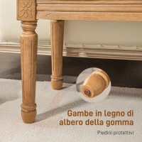HOMCOM Panca Fondoletto Imbottita con Seduta Trapuntata a Bottoni in Tessuto e Legno, 120x41x48cm, Crema(m-6)