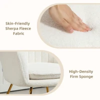 HOMCOM Set of Two Sherpa Fleece Dining Chairs - Cream(m-5)