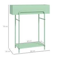 Outsunny 2 Tier Plant Stand, Metal Plant Rack Shelf with Drain Holes, Floor-standing Flower Pot Stand for Indoor Outdoor Garden Patio Balcony Living Room, Green(m-3)