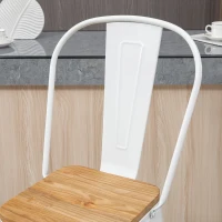 HOMCOM Juego de 4 Taburetes Altos de Cocina Apilables con Respaldo Taburetes de Bar con Reposapiés 44x48x117 cm Blanco(m-8)
