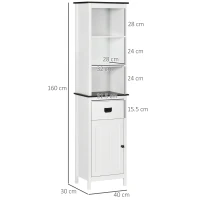 kleankin Tall Bathroom Cabinet, Freestanding Tallboy Storage Unit with Drawer and Adjustable Shelf for Living Room, White(m-3)