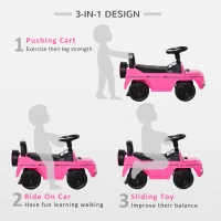 HOMCOM 3 in 1 Kids Ride On Car G350 Licensed Foot To Floor Slider Toddler Push Along NO POWER Pink 12-36 months(m-5)