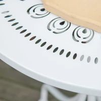 Outsunny Ensemble de jardin bistro 3 pièces 2 chaises pliantes et table ronde en métal époxy - blanc(m-7)