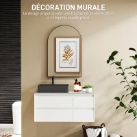 HOMCOM Miroir mural arqué miroir de salle de bain avec cadre en alliage d'aluminium pour chambre salon entrée 60 × 90 cm noir(m-6)