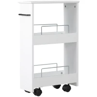 kleankin Carrello Salvaspazio Multiuso in Legno MDF e Ruote, 42.5x20.3x66.7cm, Bianco(m-10)