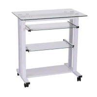 HOMCOM Mesa de Ordenador PC para Oficina Despacho Dormitorio Escuela Escritorio Estante 80x51x83cm Vidrio(m-9)