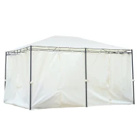 Outsunny Tonnelle barnum pavillon de jardin style colonial toiles latérales amovibles 3L x 4l x 2,55H m crème(m-4)