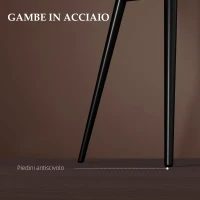 HOMCOM Set 2 Sedie da Pranzo Nordiche Imbottite con Braccioli Ricurvi in Tessuto Effetto Velluto, 54x57x80 cm, Marrone(m-6)