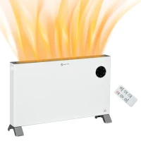 HOMCOM 2000W Electric Convector Heater, Freestanding Space Heater with 3 Heat Settings, Adjustable Thermostat, Timer, White(m-1)