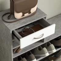 HOMCOM Set Mobile da Ingresso con Appendiabiti a 6 Ganci, Mobile Scarpiera con Cassetto e Specchio, Grigio(m-8)