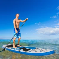 Outsunny 10.6' x 32" x 6" Inflatable Stand Up Paddle Board, Non-Slip & Ultra-Light Deck with ISUP Accessories, Adj Paddle, Pump, Backpack Bag, and Three Bottom Fins, for Youth Adults Beginner(m-2)