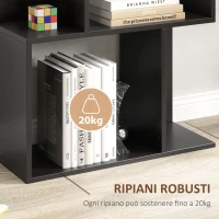HOMCOM Mobile Libreria in Legno a 5 Ripiani Design Moderno in Legno, 60x24x184.5 cm, Nero(m-5)