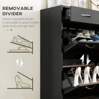 HOMCOM Narrow Shoe Storage with 2 Flip Drawers and Adjustable Shelves Shoe Cabinet Organizer for 12 Pairs of Shoes, Black(m-6)