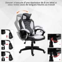 Homcom Fauteil de Bureau Massant et Chauffant Blanc 68 x 69 x 117 cm(m-5)