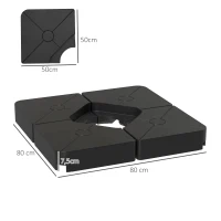 Outsunny Umbrella Weights for Cantilever Parasols, Set of 4 Heavy Duty Parasol Base Weights, 64kg Sand or 55kg Water Filled, Black(m-3)