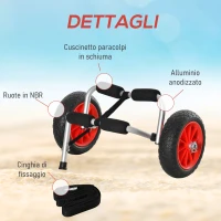 HOMCOM Carrello per Kayak Pieghevole Pneumatici 25cm Adatto a Tutte Superfici(m-5)