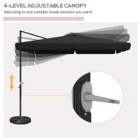 Outsunny 3m Cantilever Parasol, with Four-Position Canopy - Grey(m-5)