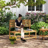 Outsunny 2-zits Tuinbank van Hout, Weerbestendige Zitbank, UV-Bestendige Tuinmeubelen met Omzetbare Rugleuningen 110x61x89cm, Teak(m-2)