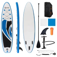 Outsunny 10.6' x 32" x 6" Inflatable Stand Up Paddle Board, Non-Slip & Ultra-Light Deck with ISUP Accessories, Adj Paddle, Pump, Backpack Bag, and Three Bottom Fins, for Youth Adults Beginner(m-1)