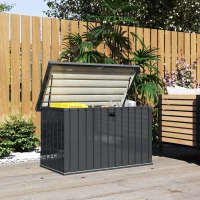 Outsunny Ladă de Exterior de 400L cu Capac cu Două Pârghii, Încuietoare și 2 Chei, 124x66x72 cm, Gri Închis(m-2)