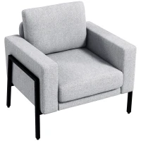 HOMCOM Poltroncina Imbottita per Soggiorno e Camera con Cuscini per Seduta e Schienale, 82x70x83.5 cm, Grigio(m-10)