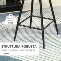 HOMCOM Set 2 Sgabelli da Bar con Schienale e Poggiapiedi in Stile Nordico in Metallo e Velluto, color Crema, 45x47x84 cm(m-6)