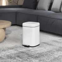 HOMCOM Poubelle de cuisine 12L avec couvercle à fermeture douce et pédale, seau intérieur amovible, 24,5 x 32 x 36,5 cm, blanc(m-8)