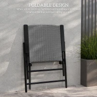Outsunny Set of Four Folding Rattan Seat Chairs - Grey(m-6)