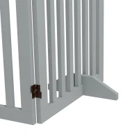 PawHut Wooden Pet Gate Foldable Freestanding Dog Safety Barrier w/ Support Feet, Grey(m-9)