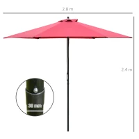 Outsunny 2.8m Garden Parasol Umbrella, Round Outdoor Market Table Umbrella Sun Shade Canopy, Wine Red(m-3)