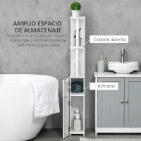 kleankin Mueble de Baño con Puertas y Estantes Abiertos Armario de Baño Estilo Moderno 15,2x29,8x118 cm Blanco(m-4)