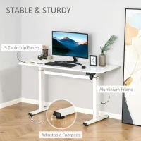 Vinsetto Electric Height Adjustable Standing Desk Sit Stand Desk with Large Desktop, Motor, Stand up Desk for Home Office, White(m-7)
