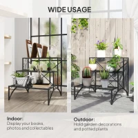 Outsunny Three-Tier Decorative Metal Plant Stand - Black(m-7)