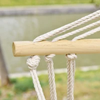 Outsunny Hanging Hammock Chair Swing Chair Thick Rope Frame Safe Wide Seat Indoor Outdoor Home, Patio, Yard, Garde Spot Stylish Multi-Color Stripe(m-9)